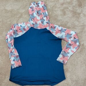 LuLaRoe Cream Garment with Red and Blue Accents